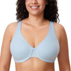 DELIMIRA Damen Minimizer BH - Volle-Cup mit Bügel Große Größen Klassischer BH Baby Blau 85D von DELIMIRA