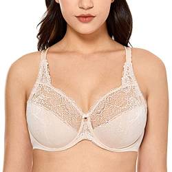 DELIMIRA Damen Minimizer BH ohne Einlagen mit Spitze mit Bügel Große Größen Beige 75E von DELIMIRA