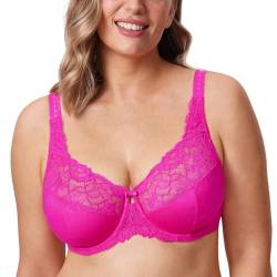 DELIMIRA Damen Minimizer BH ohne Einlagen mit Spitze mit Bügel Große Größen Glitzer-Rosa 80D von DELIMIRA