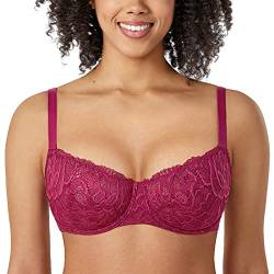 DELIMIRA Damen Spitze Balconette Push Up BH Sexy mit Bügel ohne Einlagen Aubergine 70G von DELIMIRA