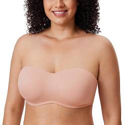 DELIMIRA Damen Trägerloser BH T-Shirt mit Bügel Große Größen ohne Einlagen Blush Beige 70H von DELIMIRA