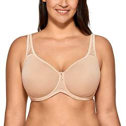 DELIMIRA Damen mit Bügel Nahtlose Vollschalen T-Shirt BH Gepolstert Große Größen Beige 85G von DELIMIRA