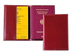 DELMON VARONE - Reisepass- und Impfpass Hülle Premium Leder Rot - Schutzhülle Etui für Ausweis, Passport, Neuer Impfausweis (93 x 130 mm) - Impfpasshülle für Erwachsene personalisiert (Handmade) von DELMON VARONE - FINE LEATHERGOODS MADE IN GERMANY
