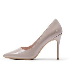 DELONIX REGIA Damen Pumps Spitze Heel Heels Sexy Based Comfort Party Hochzeit Geschäft Klassisch Stiletto Heel Beige Größe EU39 von DELONIX REGIA