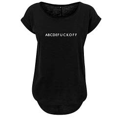 ABCDE Fuck Off Design Ladies Fashion Shirt Lang und NEU weit geschnittten Hinterer Schnitt Länger mit Motiv XL Schwarz (B36-491-XL-Schwarz) von DELUNO