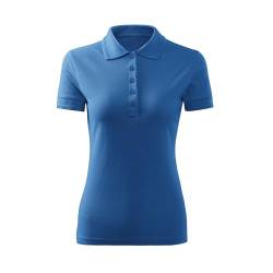 DELUNO Azurblau Pique Damen Polohemd Geschenkidee - Short Sleeve Ladies Lady-Fit - Neu - Rot Blau Grau Weis - XL (210-XL-Azurblau) von DELUNO