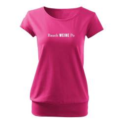 DELUNO Bauch weine Po Cooles Frauen Tshirt mit Druck Short Sleeve Top-Sommer Freizeit Kurzarm S Pink (City-506-S-Pink) von DELUNO