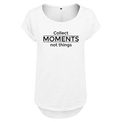 DELUNO Collect Moments not Things Cooles Frauen Tshirt mit Druck Short Sleeve Top Sommer Freizeit Kurzarm (350 B36 Weis S) von DELUNO
