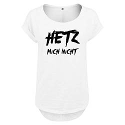 DELUNO Hetz Mich Nicht Damen Tshirt & Frauen T Shirt mit leichtem Ausschnitt für Top Style (322 B36 Weis L) von DELUNO