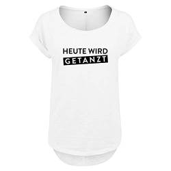 DELUNO Heute Wird getanzt Damen Tshirt & Frauen T Shirt mit leichtem Ausschnitt für Top Style (402 B36 Weis L) von DELUNO