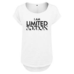 DELUNO I am Limited Edition Damen Tshirt & Frauen T Shirt mit leichtem Ausschnitt für Top Style (406 B36 Weis L) von DELUNO