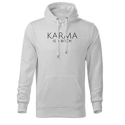 DELUNO Karma is a Bitch Kapuzenpullover für Herren und Hoodie für Männer (425 Scape Weiß M) von DELUNO