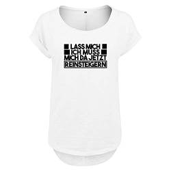 DELUNO Lass Mich ich muss Mich da Reinsteigern Damen Tshirt & Frauen T Shirt mit leichtem Ausschnitt für Top Style (352 B36 Weis L) von DELUNO