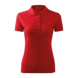 DELUNO Rot Pique Damen Polohemd 1:1 Rippstrick - Frauen Polo - Neu - Rot Blau Grau Weis - S (210-S-Rot) von DELUNO