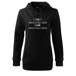 DELUNO Schwach angefangen stark nachgelassen Sweatshirt für Damen und Pullover für Frauen Herbst Winter M Schwarz (408-515-M-Schwarz) von DELUNO