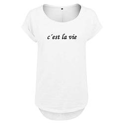DELUNO c´est la Vie Frauen T Shirt mit Spruch und modischem Motiv Bedruckt Oberteil für Ladies (3 B36 Weis XL) von DELUNO