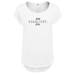 Es eskaliert eh Design Cooles Frauen Tshirt mit Druck Short Sleeve NEU Top Sommer Freizeit Kurzarm S Weis (B36-210-2-S-Weiß) von DELUNO