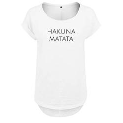 Hakuna Matata Design Frauen T Shirt mit Spruch handgefärtigt Oversize NEU Shirt Rundhals Mädchen kurzärmlig M Weis (B36-200-M-Weiß) von DELUNO