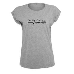 I m My only Favourite Damen Tshirt Design neu Shirt mit Print Sommer Top Grau L (B21-516-L-Grau) von DELUNO