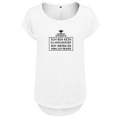 Ich Bin kein klugscheißer ich Weiss es wirklich Besser Design Damen Tshirt & Frauen T Shirt NEU mit Leichtem Ausschnitt für Top Style L Weis (B36-321-L-Weiß) von DELUNO