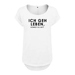 Ich GEH Leben, kommst du mit? Design Cooles Frauen Tshirt mit Druck Short Sleeve NEU Top Sommer Freizeit Kurzarm S Weis (B36-473-S-Weiß) von DELUNO