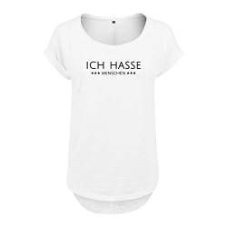 Ich Hasse Menschen Design Cooles Frauen Tshirt mit Druck Short Sleeve NEU Top Sommer Freizeit Kurzarm S Weis (B36-437-S-Weiß) von DELUNO