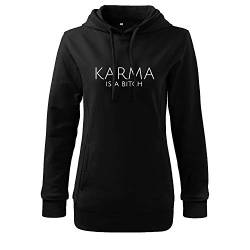 DELUNO Karma is a Bitch Langarmshirt Ladies Pullover 97% Baumwolle Damen Hoodie(425 408 Schwarz M) von DELUNO