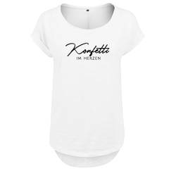 Konfetti im Herzen Design Damen Tshirt & Frauen T Shirt NEU mit Leichtem Ausschnitt für Top Style L Weis (B36-213-2-L-Weiß) von DELUNO