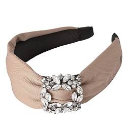 1 Stück Kristall-Kopfbedeckung, Kristall-Stirnband, Strass-Haarschmuck, Damen-Haarband, Stoffhaar, Damen-Stirnband, Kopfbedeckung, Fräulein Beige Stoff-Strasssteine, Kopfbedeckung for Damen-Haarband ( von DELURA