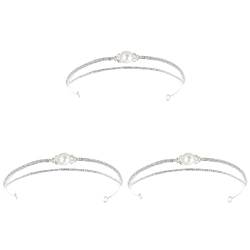 2 Strass-Perlen-Stirnband, Perlen-Haarband, Perlen-Haarband, schickes Haarband, exquisites Haarband (Color : Silverx3pcs, Size : 17X15X2CMx3pcs) von DELURA