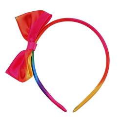 2 Stück bedecktes Satin-Stirnband mit passendem Haarzubehör, Schleife, Regenbogen, Mädchen mit (Color : Rainbow, Size : Medium) von DELURA