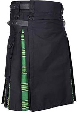 DELURA Schottische Utility-Kilts for Herren, Vintage-Gothic-Faltenröcke, Vintage-Schottische Kendo-Taschen-Schottische Kleidung/260 (Color : Z-Green, Size : Large) von DELURA