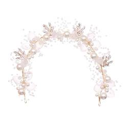 Damen-Haarbänder, Hochzeits-Haarband, Perlen-Blumen-Haarband for Frauen, Braut, Brautjungfer, Stirnband, Damen-Stirnbänder von DELURA