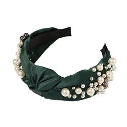 Damen Perlen-Haarband, breites Stirnband, Damen-Haar-Turban, Haar-Accessoires (Color : C, Size : Universal size) von DELURA