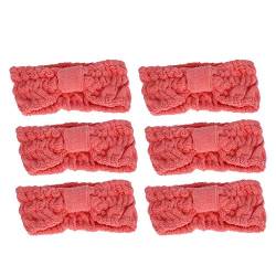 Elastische Schleifen-Stirnbänder, Make-up, Gesichtswasch-Haarbänder, Mikrofaser, for Damen und Mädchen, 6 Stück (weiß)/349 (Color : Rose Red) von DELURA