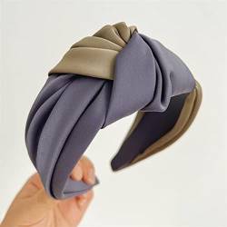 Frauen Stirnband Breite Seite Patchwork Haarband Herbst Turban Zubehör (Color : Gray, Size : Universal size) von DELURA