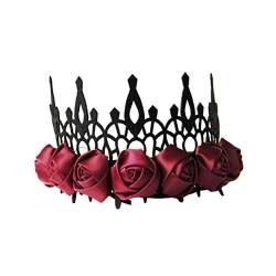 Hochzeits-Stirnband „The Rose“ for Damen, Braut-Kopfschmuck, rote Girlande, Unkraut-Rosen-Stirnband, Rosen-Blumen-Haarkranz, Hochzeitskrone, kreative Kopfbedeckung, zarte Kopfbedeckung, Haar-Accessoir von DELURA