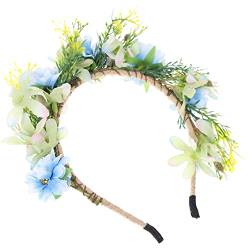 Mode Festival, Kopfbedeckung Kranz Fg- Band Hochzeit Weihnachten Party Blume Braut Haarband Kopfschmuck Maskerade Stirnband Zubehör Reifen Blumen for Kopf Blaues Blumenstirnband mit von DELURA