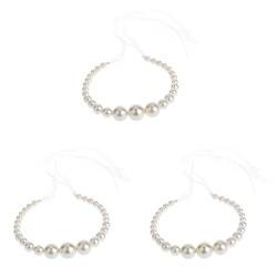 Perlen-Stirnband mit Perlen, Haarreifen, Perlen-Kopfschmuck, Perlen-Kopfschmuck, Garngürtel, tragbar mit (Color : White, Size : Mx3pcs) von DELURA