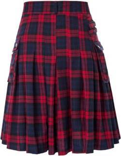 Schottische Utility-Kilts for Herren, Vintage-Gothic-Faltenröcke, Vintage-Schottische Kendo-Taschen-Schottische Kleidung/260 (Color : Zz-a01-red, Size : 3X-Large) von DELURA