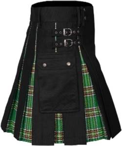 Schottische Utility-Kilts for Herren, Vintage-Gothic-Faltenröcke, Vintage-Schottische Kendo-Taschen-Schottische Kleidung/260 (Color : Zz-a02-green, Size : 4X-Large) von DELURA