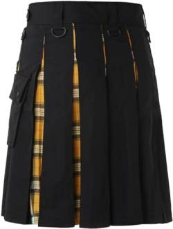 Schottische Utility-Kilts for Herren, Vintage-Gothic-Faltenröcke, Vintage-Schottische Kendo-Taschen-Schottische Kleidung/260 (Color : Zzz-x09-yellow, Size : Medium) von DELURA