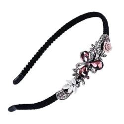 Stirnband Blume Wald Geschenke Braut Haar Mode Geburtstag Zubehör Kopf dekorative Reifen Party Stil Haarband Perlen Diamant Kopfbedeckung ein Wrap Kristall Band rote Blumen Hochzeit Reifen mit (Farbe von DELURA