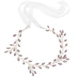 Strass Kopf Hochzeit Frauen Braut Rosa Stirnband Band Kopfschmuck Haarschmuck Hoop mit (Color : Pink, Size : 30X4X1CM) von DELURA