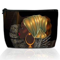 DEMACYA Make-up-Tasche mit abstraktem bösen Blick, Kosmetiktasche für Damen, wasserdicht, großes Fassungsvermögen, Reise-Kulturbeutel, Zubehör, Organizer, 24,1 x 15,9 cm, Afrikanische Frau von DEMACYA