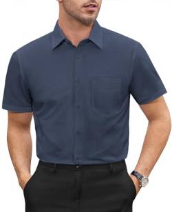 DEMEANOR Hemd Herren Kurzarm Freizeithemden für Herren Hemd Herren Regular fit Businesshemd für Herren Bügelfreie Hemden von DEMEANOR