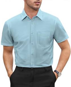 DEMEANOR Hemd Herren Kurzarm Freizeithemden für Herren Hemd Herren Regular fit Businesshemd für Herren Bügelfreie Hemden von DEMEANOR