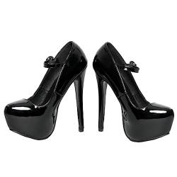 DEMONIA - Schwarzer Vinyl-Plateau-Pumps Melusine - Fetisch- und Gothic-Schuhe mit 5 cm Plateau und 15.5 cm Absatz - Größe 41 von DEMONIA