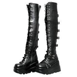 DEMONIA - Stiefel Gothic Ophélia – Höhe 58 cm (Ferse 9 cm), Schwarz , 37 EU von DEMONIA