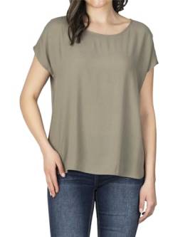 DENIMFY Bluse Damen DFJule Regular Fit Rundhals T-Shirt Top Kurzarm Sommer Oberteil, Größe:L, Farben:Washed Olive von DENIMFY